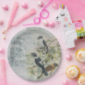 ヴィンテージバードエフェメラデコパージュ ペーパープレート (パーティー)