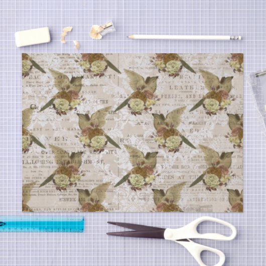 ヴィンテージバードエフエマデクページティッシュペーパー 薄葉紙 (クラフト)