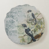 ヴィンテージバードエフエメララウンドクッション – アンティーク ラウンドクッション (裏面)