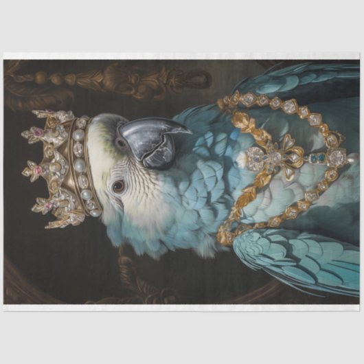 ヴィンテージバードオウム王冠のデコパージュ 薄葉紙 (正面)