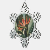 ヴィンテージバードオブパラダイスボタニカルテンプルオブフローラ スノーフレークピューターオーナメント (右)