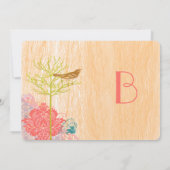 ヴィンテージバードオンウッドグレイン結婚式招待状 招待状 (裏面)