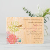 ヴィンテージバードオンウッドグレイン結婚式招待状 招待状 (スタンド正面)