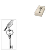 ヴィンテージバードオン鍵ゴムのスタンプアート ラバースタンプ (押印)