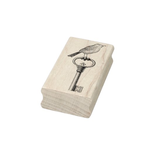 ヴィンテージバードオン鍵ゴムのスタンプアート ラバースタンプ (スタンプ)