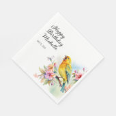 ヴィンテージバードカナリズフラワーズハッピーバースデー スタンダードランチョンナプキン (角)