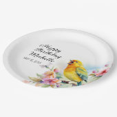 ヴィンテージバードカナリズフラワーズハッピーバースデー ペーパープレート (アングル)