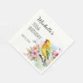 ヴィンテージバードカナリズフラワーズ100誕生日 スタンダードランチョンナプキン (角)