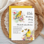 ヴィンテージバードカナリズフラワーズ60誕生日 招待状