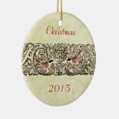 ヴィンテージバードクリスマスカップルの写真オーナメント セラミックオーナメント (右)