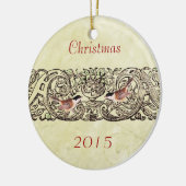 ヴィンテージバードクリスマスカップルの写真オーナメント セラミックオーナメント (左)