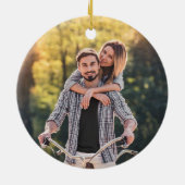 ヴィンテージバードクリスマスカップルの写真オーナメント セラミックオーナメント (裏面)