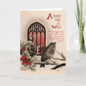 ヴィンテージバードクリスマスソングとウィッシュ シーズンカード (正面)