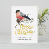 ヴィンテージバードクリパーソナライズされたスマス 箔シーズンカード (立ち正面)