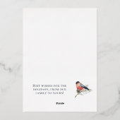 ヴィンテージバードクリパーソナライズされたスマス 箔シーズンカード (裏面)