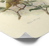 ヴィンテージバードグリーンブラウンプリント ポスター (角)