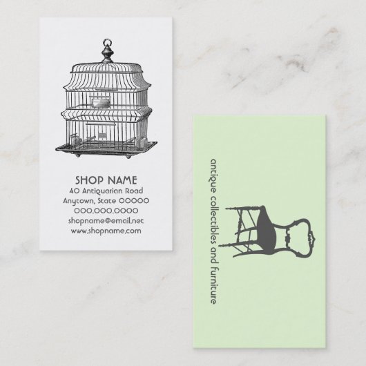 ヴィンテージバードケージアンティークと収集品 名刺 (正面/裏面)