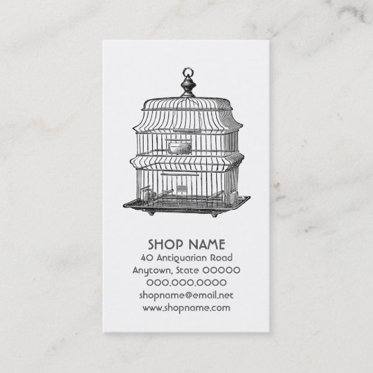 ヴィンテージバードケージアンティークと収集品 名刺 (正面)