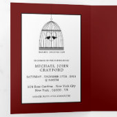 ヴィンテージバードケージダークレッドベビーシャワースイート 三つ折り招待状 (内部最初)