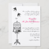 ヴィンテージバードケージピンクのアクセント結婚式招待状 招待状 (正面)