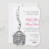 ヴィンテージバードケージピンクのアクセント結婚式招待状 招待状 (正面)