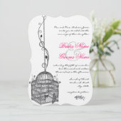 ヴィンテージバードケージピンクのアクセント結婚式招待状 招待状 (スタンド正面)