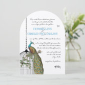 ヴィンテージバードケージピーコック結婚式招待状 招待状 (スタンド正面)