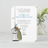 ヴィンテージバードケージピーコック結婚式招待状 招待状 (スタンド正面)