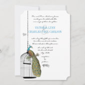 ヴィンテージバードケージピーコック結婚式招待状 招待状 (正面)