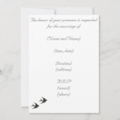 ヴィンテージバードケージベア枝結婚ツバメ 招待状 (裏面)