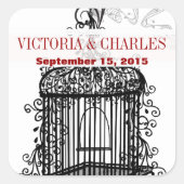 ヴィンテージバードケージミュージカルラブバードアクアウェディング スクエアシール (正面)