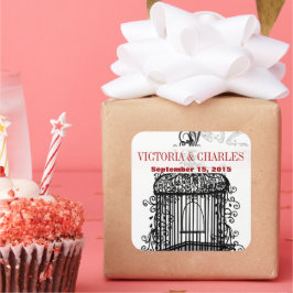 ヴィンテージバードケージミュージカルラブバードアクアウェディング スクエアシール