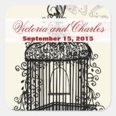 ヴィンテージバードケージミュージカルラブバードアクアウェディング スクエアシール (正面)