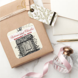 ヴィンテージバードケージミュージカルラブバードアクアウェディング スクエアシール