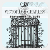 ヴィンテージバードケージミュージカルラブバードアクアウェディング スクエアシール (正面)