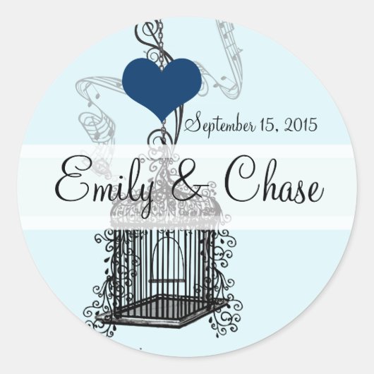 ヴィンテージバードケージミュージカルラブバードアクアウェディング ラウンドシール (正面)