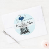 ヴィンテージバードケージミュージカルラブバードアクアウェディング ラウンドシール (封筒)