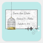 ヴィンテージバードケージミュージカルラブバードウェディング スクエアシール (正面)