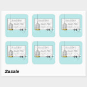 ヴィンテージバードケージミュージカルラブバードウェディング スクエアシール (シート)