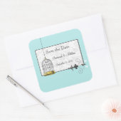 ヴィンテージバードケージミュージカルラブバードウェディング スクエアシール (封筒)