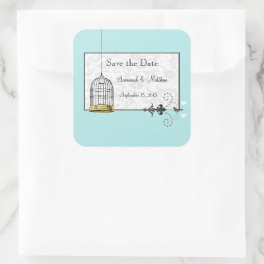 ヴィンテージバードケージミュージカルラブバードウェディング スクエアシール (バッグ)