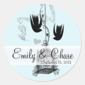 ヴィンテージバードケージミュージカルラブバードウェディング ラウンドシール (正面)