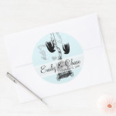 ヴィンテージバードケージミュージカルラブバードウェディング ラウンドシール (封筒)