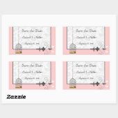 ヴィンテージバードケージミュージカルラブバードウェディング 長方形シール (シート)