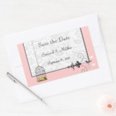 ヴィンテージバードケージミュージカルラブバードウェディング 長方形シール (封筒)