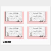 ヴィンテージバードケージミュージカルラブバードウェディング 長方形シール (シート)