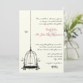 ヴィンテージバードケージレッドアクセント結婚式招待状 招待状 (スタンド正面)