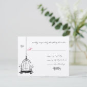 ヴィンテージバードケージレッドアクセント結婚式招待状 招待状 (スタンド正面)
