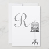 ヴィンテージバードケージレッドアクセント結婚式招待状 招待状 (裏面)