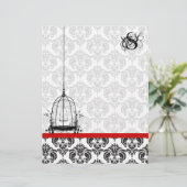 ヴィンテージバードケージレッドダマスクモノグラムレターヘッド (スタンド正面)